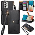 thumbnail image 1 of Feishell for Samsung Galaxy A53 5G Case,RFID Blocking Wallet Case for Women Men,Premium PU Leather Credit Card Holder Zipper Pocket Magnetic Buckle Flip Kickstand Phone Case with Wrist Strap,Black, 1 of 10