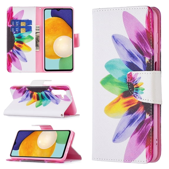 Feishell for Samsung Galaxy A54 5G (6.4 inch) Case,Fashion Painted Pattern PU Leather Shockproof Magnetic Clasp Flip Cover with Card Slots Kickstand Wallet Phone Case,F-Sun Flowers