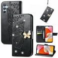 thumbnail image 1 of Feishell for Samsung Galaxy A54 5G Wallet Case for Women Girls,Bling Diamond Butterfly Embossed PU Leather Magnetic Clasp Flip Kickstand ID Credit Card Slots Phone Case with Wrist Strap,Black, 1 of 10