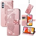thumbnail image 1 of Feishell for Samsung Galaxy A54 5G Wallet Case for Women Girls,Bling Diamond Butterfly Embossed PU Leather Magnetic Clasp Flip Kickstand ID Credit Card Slots Phone Case with Wrist Strap,Rosegold, 1 of 9