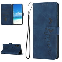 Feishell for Samsung Galaxy A54 5G Wallet Case,for Women Men,Love Heart Pattern Embossed Plain PU Leather Magnetic Clasp Credit Card Slots Folio Flip Kickstand Phone Cover,Blue