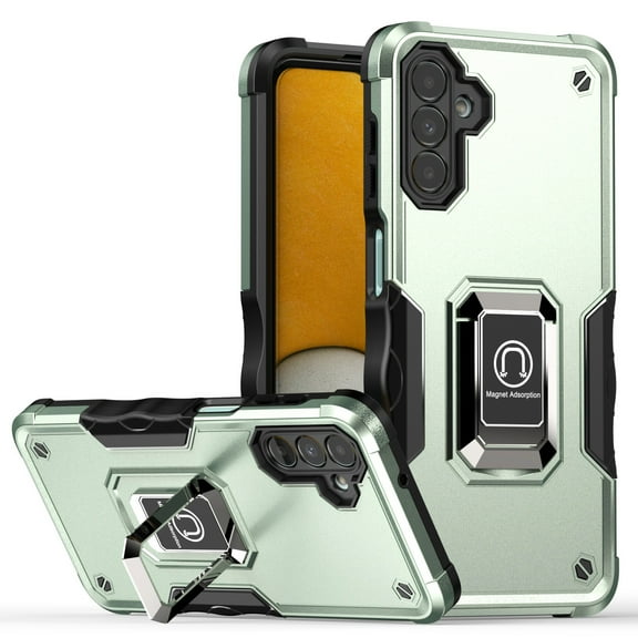 Feishell for Samsung Galaxy A56 5G Cover with Metal Ring Folding Kickstand,Drop Protection Magnetic Car Mount Shockproof Durable Dual Layer Hybrid Rugged Protective Phone Case,Green