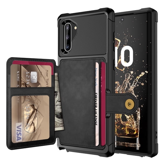 Feishell for Samsung Galaxy Note 10 Plus Wallet Case, with ID&Credit Card Holder Slots Pockets Wallet Back Cover Stand Flip Folio Leather Magnetic Absorption Cover, Black