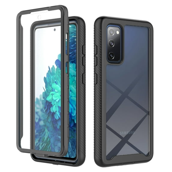 Feishell Samsung Galaxy S20 FE Case Built-in Screen Protector Clear Rugged 360 Full Body Protective Shockproof Hard Back Soft TPU Defender Dual Layer Heavy Duty Bumper Anti-Scratch Case, Black