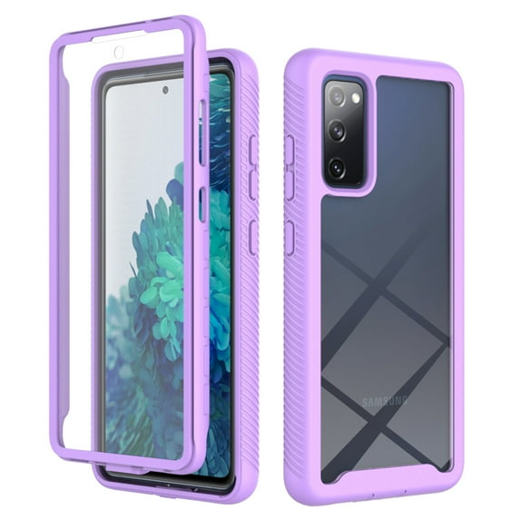 Feishell Samsung Galaxy S20 FE Case Built-in Screen Protector Clear Rugged 360 Full Body Protective Shockproof Hard Back Soft TPU Defender Dual Layer Heavy Duty Bumper Anti-Scratch Case, Purple