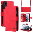 thumbnail image 1 of Feishell for Samsung Galaxy S21+ 5G 6.7 inch Zipper Wallet Case with Wrist Strap & Shoulder Strap,Premium PU Leather Magnetic Clasp Flip Holder Card Slots Crossbody Phone Case for Women Men,Red, 1 of 18