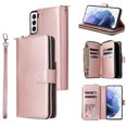 thumbnail image 1 of Feishell for Samsung Galaxy S21 (6.2 inch) Wallet Case for Women Men,Premium PU Leather Magnetic Clasp Zipper 9 Card Slots Folio Flip Holder Shockproof Purse Phone Case with Wrist Strap,Rosegold, 1 of 8