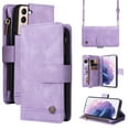 thumbnail image 1 of Feishell for Samsung Galaxy S21 FE 5G 6.4 inch Zipper Wallet Case with Wrist Strap & Shoulder Strap,Premium PU Leather Magnetic Clasp Flip Holder Card Slots Crossbody Phone Case for Women Men,Purple, 1 of 18