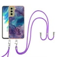 thumbnail image 1 of Feishell for Samsung Galaxy S21 FE Case with Detachable Crossbody Strap, Fashion Marble Pattern Glossy Cover for Women Girls, Slim Fit Anti-Scratch Phone Case for Samsung Galaxy S21 FE,Purple, 1 of 7