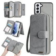 thumbnail image 1 of Feishell for Samsung Galaxy S21 Multi-Function Wallet Case, with Wrist Strap, Premium PU Leather 2 in 1 Magnetic Detachable Purse 14 Card Holder Slots Zipper Pocket Phone Case for Women Men,Gray, 1 of 8