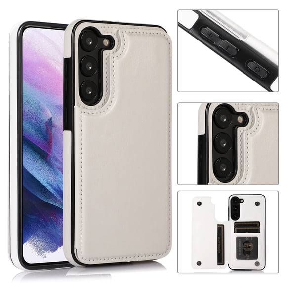 Feishell for Samsung Galaxy S21 Plus Wallet Case with Card Holder,Double Magnetic Clasp Back Flip Kickstand Durable PU Leather Shockproof Card Slots Protective Phone Case for Women Men, Black