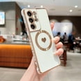 thumbnail image 1 of Feishell for Samsung Galaxy S21 Ultra (6.8 inch) Cute Love Heart Pattern Case for Women Girls,Compatible with Magsafe Charging,Luxury Plating Edge Soft Silicone Shockproof Slim Phone Case,White, 1 of 7