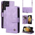 thumbnail image 1 of Feishell for Samsung Galaxy S21 Ultra 6.8 inch Zipper Wallet Case with Wrist Strap & Shoulder Strap,Premium PU Leather Magnetic Clasp Flip Holder Card Slots Crossbody Phone Case for Women Men,Purple, 1 of 18