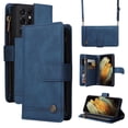 thumbnail image 1 of Feishell for Samsung Galaxy S21 Ultra 6.8 inch Zipper Wallet Case with Wrist Strap & Shoulder Strap,Premium PU Leather Magnetic Clasp Flip Holder Card Slots Crossbody Phone Case for Women Men,Blue, 1 of 18