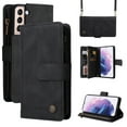 thumbnail image 1 of Feishell for Samsung Galaxy S22 5G 6.1 inch Zipper Wallet Case with Wrist Strap & Shoulder Strap,Premium PU Leather Magnetic Clasp Flip Holder Card Slots Crossbody Phone Case for Women Men,Black, 1 of 18