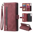 thumbnail image 1 of Feishell for Samsung Galaxy S22 5G Wallet Case with Wrist Strap,for Women Men,Luxury PU Leather Zipper Pocket Magnetic Clasp Folio Flip Holder ID Credit Card Slots Shockproof Phone Cover,Winered, 1 of 13