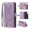 thumbnail image 1 of Feishell for Samsung Galaxy S22 5G Wallet Case with Wrist Strap,for Women Men,Luxury PU Leather Zipper Pocket Magnetic Clasp Folio Flip Holder ID Credit Card Slots Shockproof Phone Cover,Purple, 1 of 13