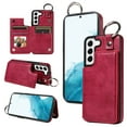 thumbnail image 1 of Feishell for Samsung Galaxy S22 Back Flip Wallet Case with ID Credit Card Slots & Metal Ring, Premium PU Leather Shockproof Magnetic Buckle Flip Kickstand Phone Case for Women Men,Red, 1 of 10