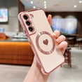 thumbnail image 1 of Feishell for Samsung Galaxy S22 Plus (6.6 inch) Cute Love Heart Pattern Case for Women Girls,Compatible with Magsafe Charging,Luxury Plating Edge Soft Silicone Shockproof Slim Phone Case,Pink, 1 of 6