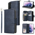 thumbnail image 1 of Feishell for Samsung Galaxy S22 Plus (6.6 inch) Wallet Case for Women Men,Premium PU Leather Magnetic Clasp Zipper 9 Card Slots Folio Flip Holder Shockproof Purse Phone Case with Wrist Strap,Blue, 1 of 8
