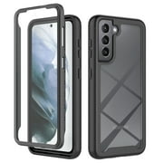 Feishell Samsung Galaxy S22 Plus Case Built-in Screen Protector Clear Rugged 360 Full Body Protective Shockproof Hard Back Soft TPU Defender Dual Layer Heavy Duty Bumper Anti-Scratch Case, Black