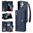 thumbnail image 1 of Feishell for Samsung Galaxy S22 Ultra 5G Wallet Case with Wrist Strap,Premium PU Leather Zipper Pocket Magnetic Buckle Flip ID Credit Card Slots Shockproof Kickstand Phone Case for Women Men,Blue, 1 of 15