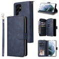 thumbnail image 1 of Feishell for Samsung Galaxy S22 Ultra (6.8 inch) Wallet Case for Women Men,Premium PU Leather Magnetic Clasp Zipper 9 Card Slots Folio Flip Holder Shockproof Phone Case with Wrist Strap,Blue, 1 of 8