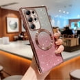 thumbnail image 1 of Feishell for Samsung Galaxy S22 Ultra Magnetic Phone Case,Compatible with MagSafe Charging,Gradient Bling Glitter Case for Women Girls,Luxury Plating Clear Soft TPU Shockproof Phone Cover,Pink, 1 of 12