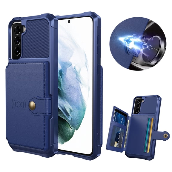 Feishell for Samsung Galaxy S22 Wallet Case, with ID&Credit Card Holder Slots Pockets Wallet Back Cover Stand Flip Folio Leather Magnetic Absorption Cover For Samsung Galaxy S22, Darkblue