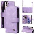thumbnail image 1 of Feishell for Samsung Galaxy S23 6.1 inch Zipper Wallet Case with Wrist Strap & Shoulder Strap,Premium PU Leather Magnetic Clasp Flip Holder Card Slots Crossbody Phone Case for Women Men,Purple, 1 of 18
