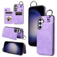 thumbnail image 1 of Feishell for Samsung Galaxy S23 FE Back Flip Wallet Case with ID Credit Card Slots & Metal Ring, Premium PU Leather Shockproof Magnetic Buckle Flip Kickstand Phone Case for Women Men,Purple, 1 of 10