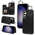 thumbnail image 1 of Feishell for Samsung Galaxy S23 FE Back Flip Wallet Case with ID Credit Card Slots & Metal Ring, Premium PU Leather Shockproof Magnetic Buckle Flip Kickstand Phone Case for Women Men,Black, 1 of 10