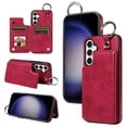 thumbnail image 1 of Feishell for Samsung Galaxy S23 FE Back Flip Wallet Case with ID Credit Card Slots & Metal Ring, Premium PU Leather Shockproof Magnetic Buckle Flip Kickstand Phone Case for Women Men,Red, 1 of 10