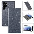 thumbnail image 1 of Feishell for Samsung Galaxy S23 Ultra 6.8 inch Wallet Case,Fashion Bling Glitter PU Leather Magnetic Closure Folio Card Slot Flip Kickstand Slim Phone Case for Women Girls,Gray, 1 of 7