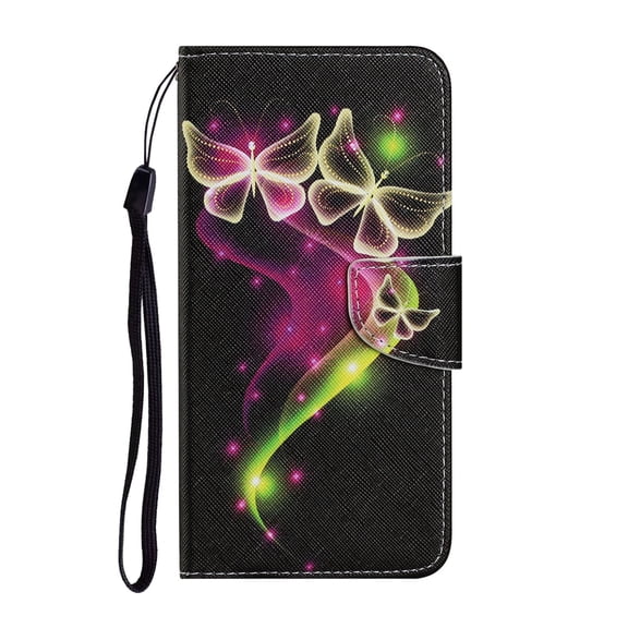 Feishell for Samsung Galaxy S23 Ultra Wallet Case,with Card Holder Flip Case for Women Men,Pattern PU Leather Magnetic Clasp Kickstand Phone Cover with Wrist Strap,Couple Butterfly