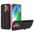 thumbnail image 1 of Feishell for Samsung Galaxy S24 FE Wallet Case Credit Card Holder Stand Kickstand Rugged Hard PC + Soft TPU Shockproof Heavy Duty Armor [Military Grade Protection] Grip Phone Case, Pink, 1 of 9