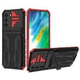 thumbnail image 1 of Feishell for Samsung Galaxy S24 FE Wallet Case Credit Card Holder Stand Kickstand Rugged Hard PC + Soft TPU Shockproof Heavy Duty Armor [Military Grade Protection] Grip Phone Case, Red, 1 of 9