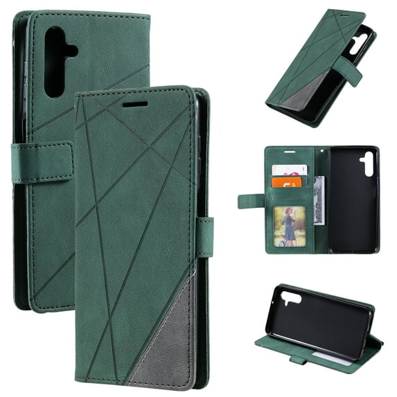 Feishell for Samsung Galaxy S24 Plus,Wallet Case for Women Men,Shockproof Durable PU Leather Magnetic Clasp Credit Card Slots Purse Flip Kickstand Business Phone Case,Green