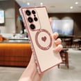 thumbnail image 1 of Feishell for Samsung Galaxy S24 Ultra (6.8 inch) Cute Love Heart Pattern Case for Women Girls,Compatible with Magsafe Charging,Luxury Plating Edge Soft Silicone Shockproof Slim Phone Case,Pink, 1 of 7