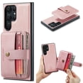 thumbnail image 1 of Feishell for Samsung Galaxy S24 Ultra Back Cover with Magnetic Detachable Card Pocket,Shockproof Protective PU Leather 2-In-1 Magnetic Buckle ID Credit Card Slots Phone Case,Pink, 1 of 6