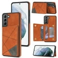thumbnail image 1 of Feishell for Samsung Galaxy S25 Back Flip Case with Credit Card Slots,Shockproof Durable PU Leather Magnetic Button Adjustable Kickstand Wallet Phone Case for Women Men,Brown, 1 of 11
