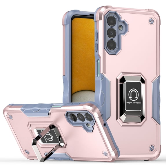 Feishell for Samsung Galaxy S25 Plus Cover with Metal Ring Folding Kickstand,Drop Protection Magnetic Car Mount Shockproof Durable Dual Layer Hybrid Rugged Protective Phone Case,Rosegold