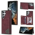 thumbnail image 1 of Feishell for Samsung Galaxy S25 Ultra Back Flip Case with Credit Card Slots,Shockproof Durable PU Leather Magnetic Button Adjustable Kickstand Wallet Phone Case for Women Men,Winered, 1 of 7