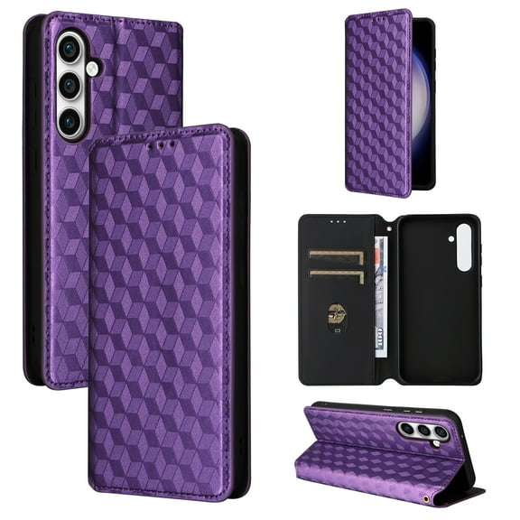 Feishell for Samsung Galaxy S25 Wallet Case,Luxury PU Leather Wallet Protective Cover with ID Credit Card Cash Holder Magnetic Closure Flip Kickstand Shockproof Phone Case,Purple