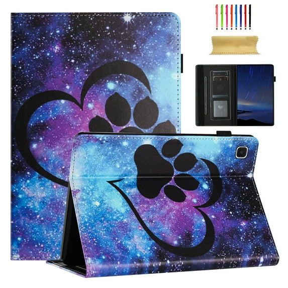 Feishell for Samsung Galaxy Tab A7 Lite 8.7" 2021 (SM-T220/T225/T227) Case, Slim Colorful Pattern PU Leather Flip Folio Stand Card Slots Wallet Case Cover with Pencil Holder,Heart&Cat Claw