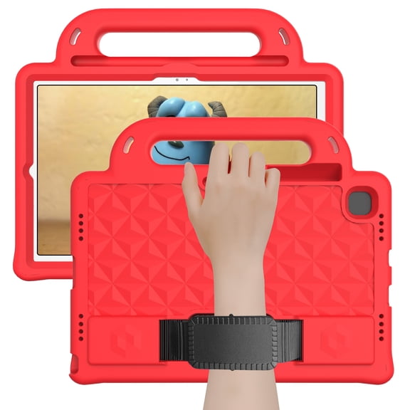 Feishell For Samsung Galaxy Tab S5e 10.5 inch 2019 Case T720 T725 T727 with Pencil Holder Adjustable Shoulder/Hand Strap Kickstand Rubber Three Layer Convertible Handle Cover Kids Friendly, Red