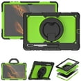 thumbnail image 1 of Feishell for Samsung Galaxy Tab S8 Ultra 14.6" Rugged Case with 360 Rotatable Handle Grip Adjustable Viewing Angle Stand Pencil Holder,Shockproof Hybrid 3-Layers Multi-Functional Cover,Black+Green, 1 of 9