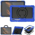 thumbnail image 1 of Feishell for Samsung Galaxy Tab S8 Ultra 14.6" Rugged Case with 360 Rotatable Handle Grip Adjustable Viewing Angle Stand Pencil Holder,Shockproof Hybrid 3-Layers Multi-Functional Cover,Blue+Black, 1 of 9