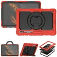 thumbnail image 1 of Feishell for Samsung Galaxy Tab S8 Ultra 14.6" Rugged Case with 360 Rotatable Handle Grip Adjustable Viewing Angle Stand Pencil Holder,Shockproof Hybrid 3-Layers Multi-Functional Cover,Red+Black, 1 of 9