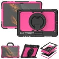 thumbnail image 1 of Feishell for Samsung Galaxy Tab S8 Ultra 14.6" Rugged Case with 360 Rotatable Handle Grip Adjustable Viewing Angle Stand Pencil Holder,Shockproof Hybrid 3-Layers Multi-Functional Cover,Black+Rose, 1 of 9